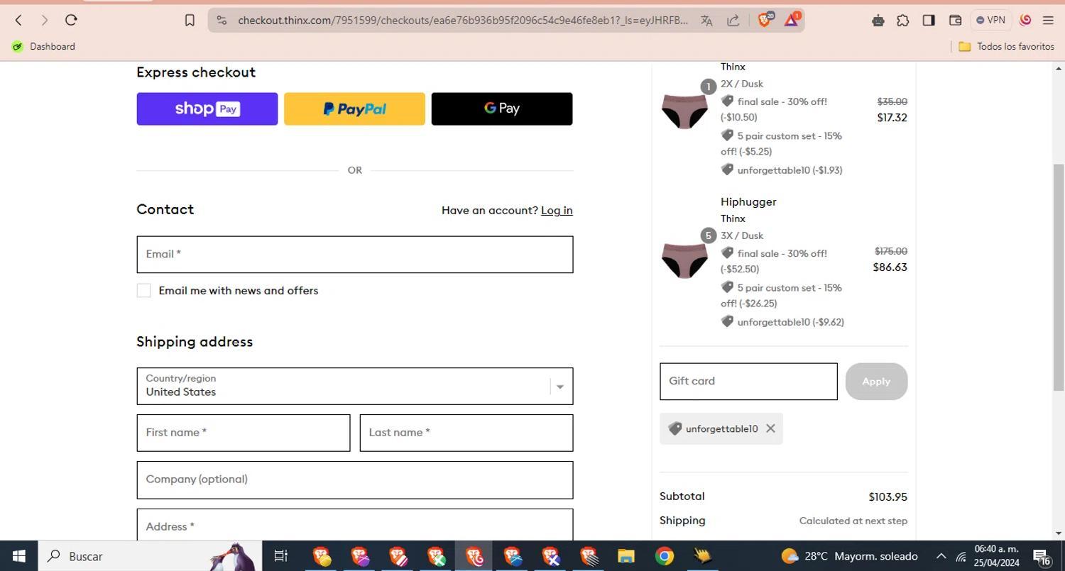 How to apply THINX coupon code
